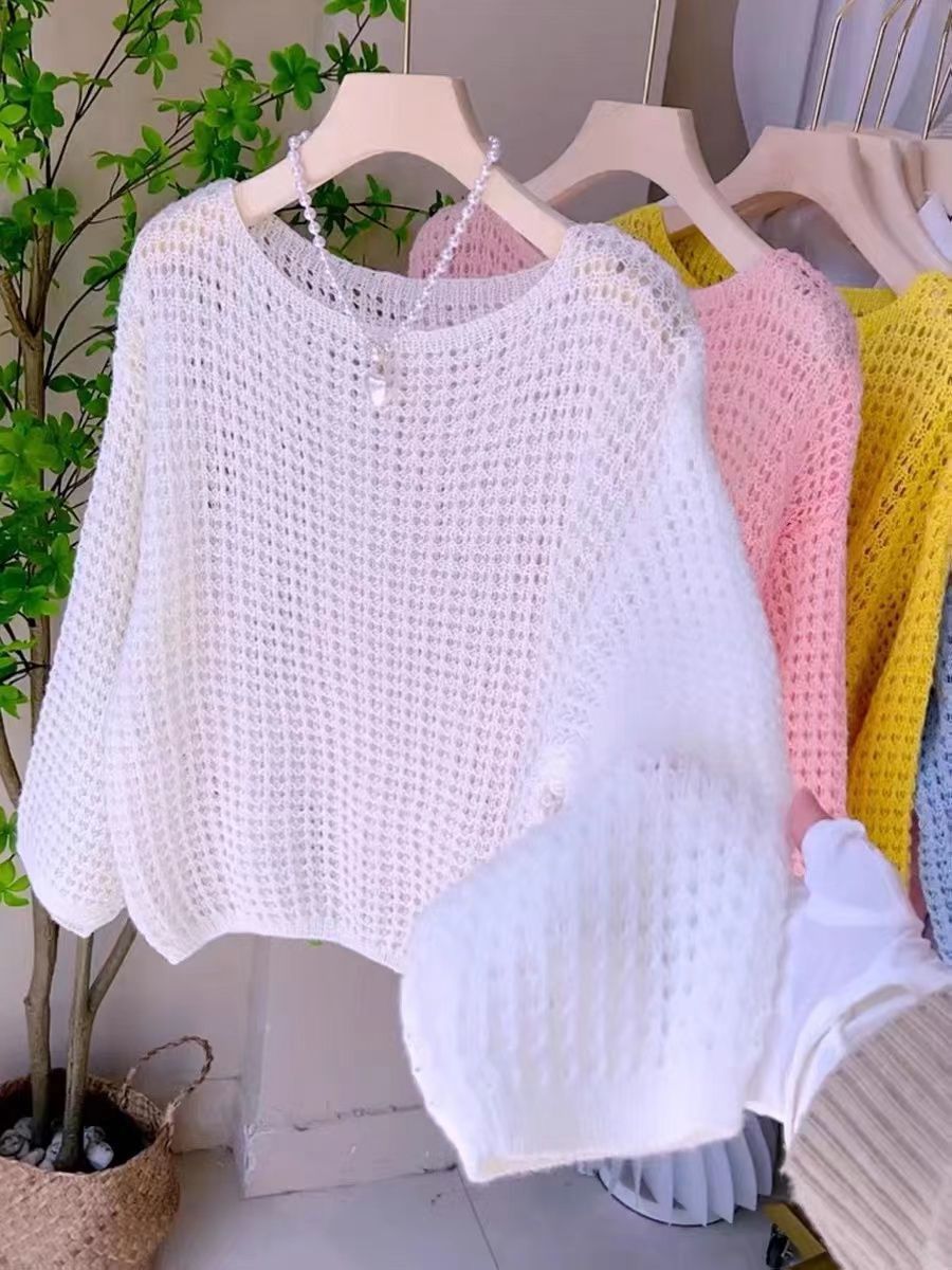 Women's Solid Color Versatile Breathable Hollow-out Top
