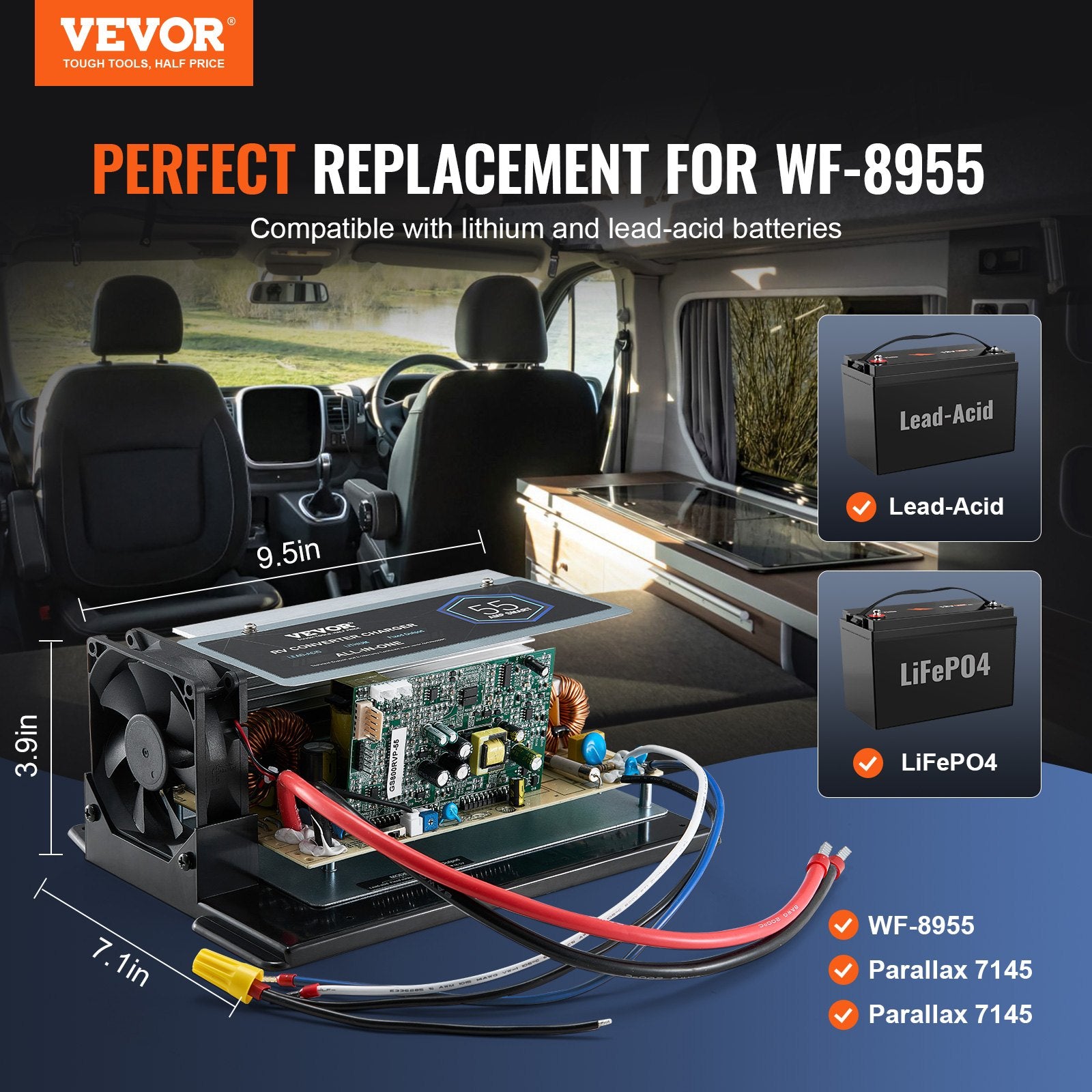 VEVOR WF-8955-AD-MBA Main Board Assemblage 55 Amp RV Convertisseur Unité de remplacement