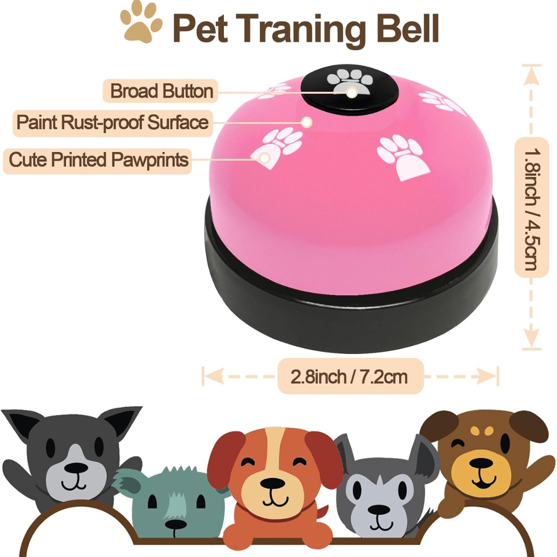 Sonnettes de porte de chien de 2 paquets pour les chiens pour aller dehors Puppy Train Bell pour les chiens à sonner