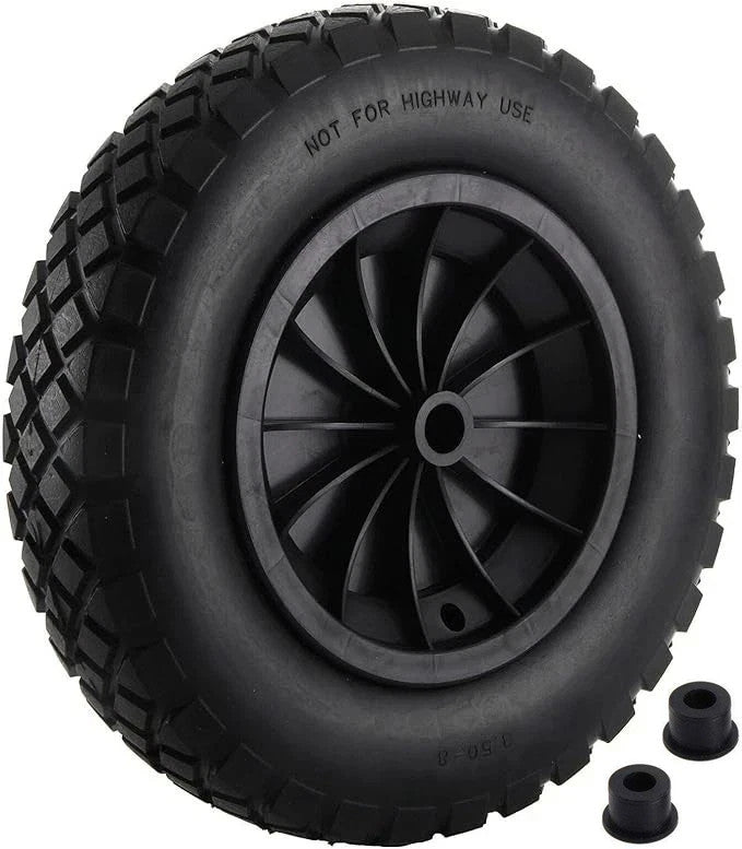 PU Roue de brouette 14 pouces 3.50-8 Puncture Proof Solide pneu lourd noir