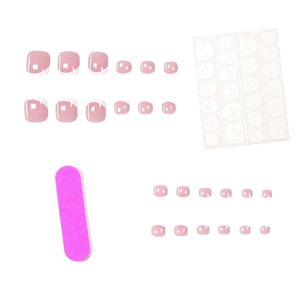 Rose et blanc style français doux et mignon prêt à porter des ongles