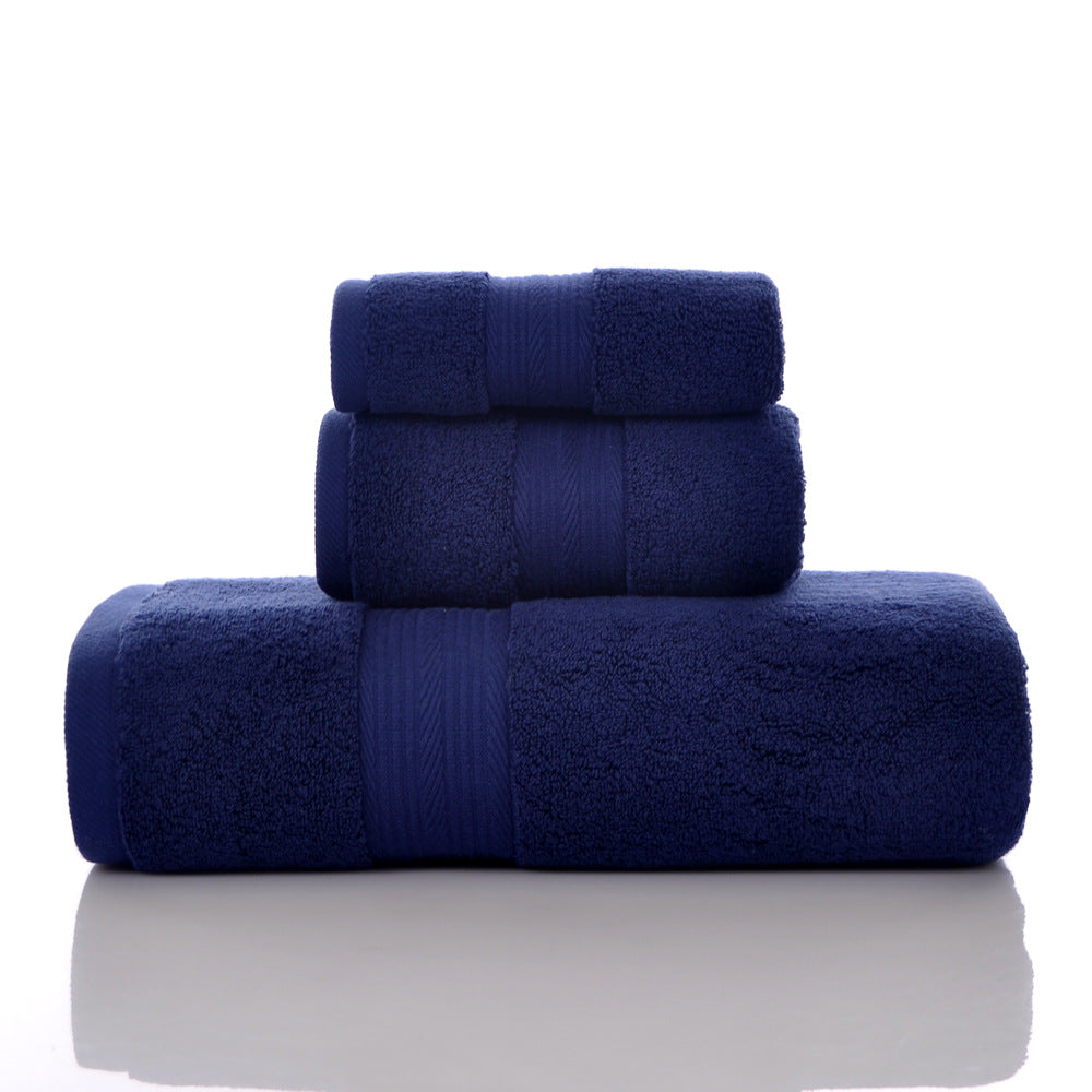 Ensemble de 3 serviettes en coton pur à couleur solide et absorbante
