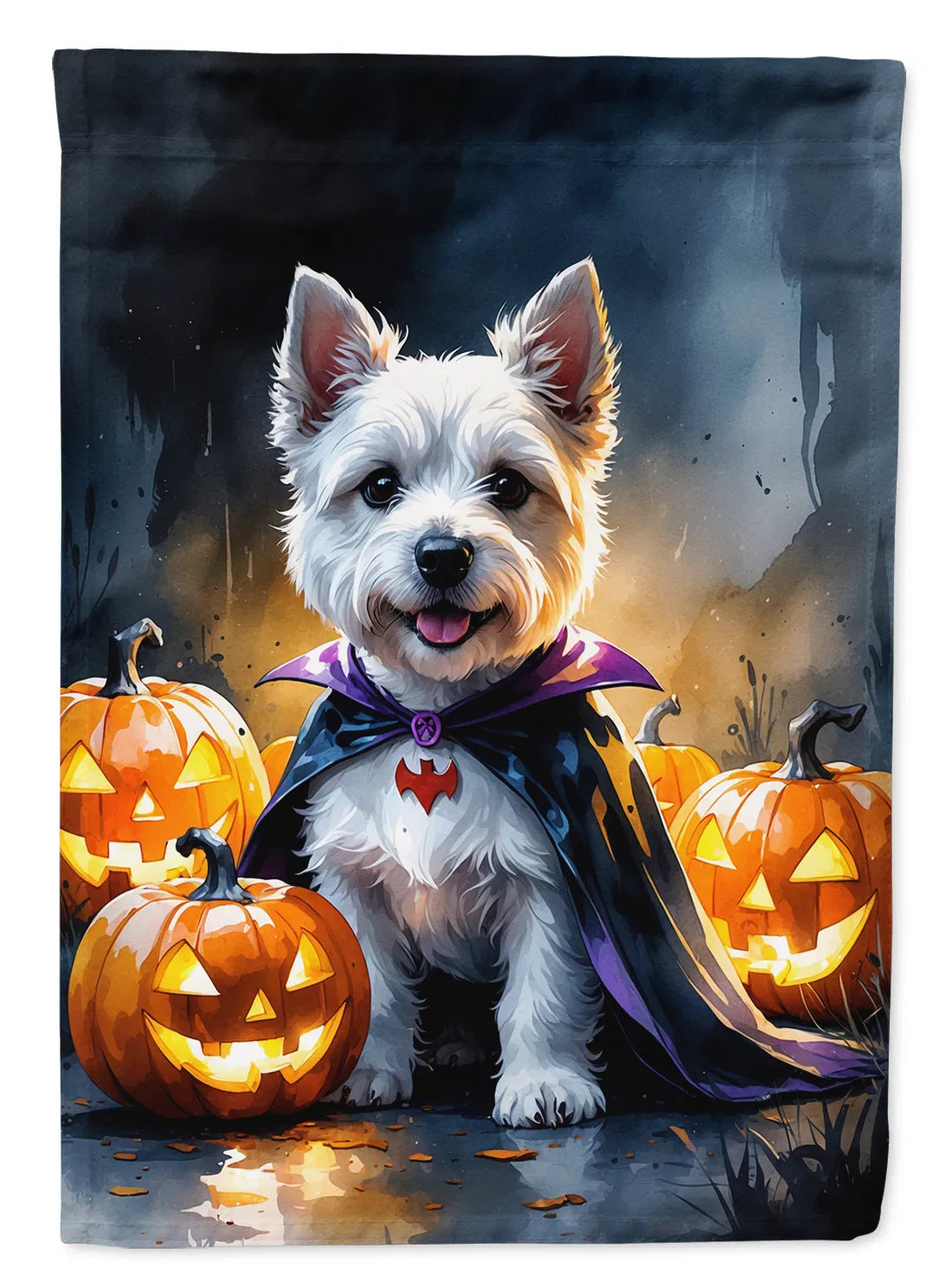 Westie Spanie Puppy Maison d'Halloween Drapeau Grand Porc Manches Pole décoratif à l'extérieur