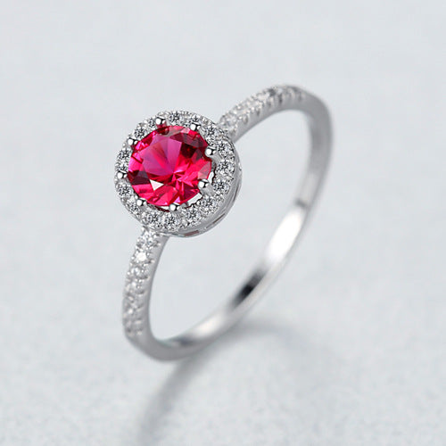 925 Argent anneau rubis diamant unique pour les femmes
