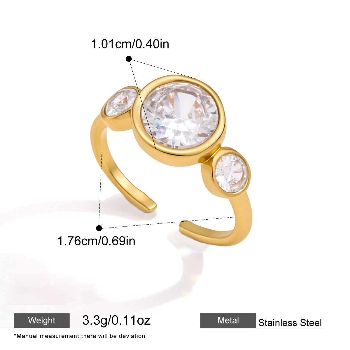 Zircon Anneau en acier inoxydable Niche et design minimaliste sophistiqué