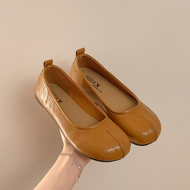 Soft Leather Soft Sole Confortable Ballet Flats Summer Shallow Bouche Robe Match Mary Jane