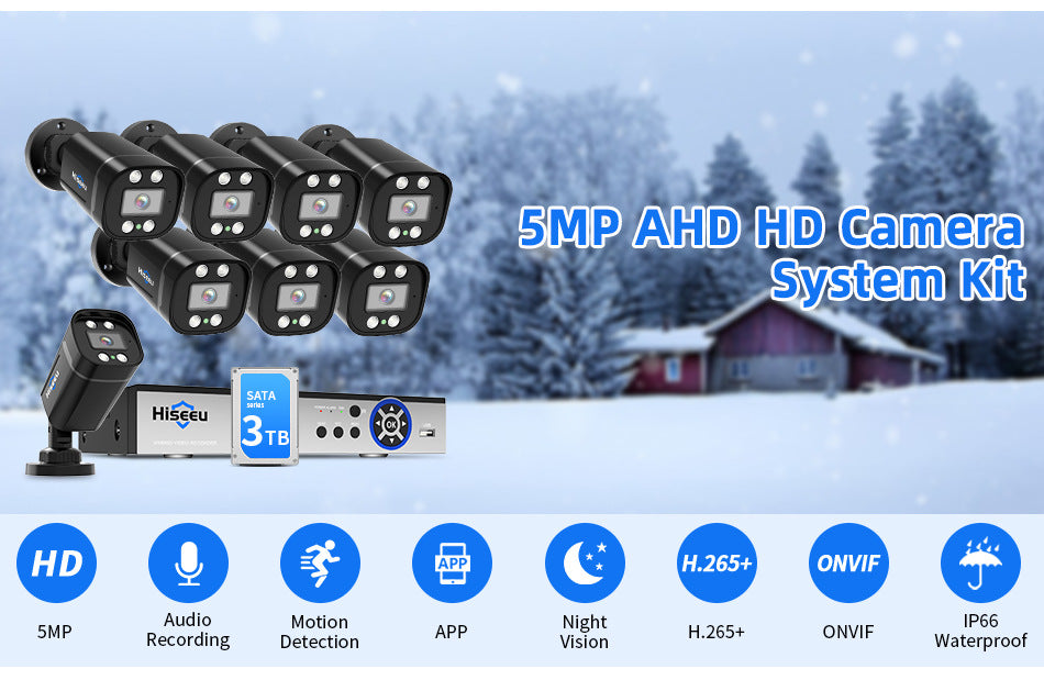 Outdoor Waterproof Commercial HD 5 Million AHD Wired Network Monitoring Suite Caméra