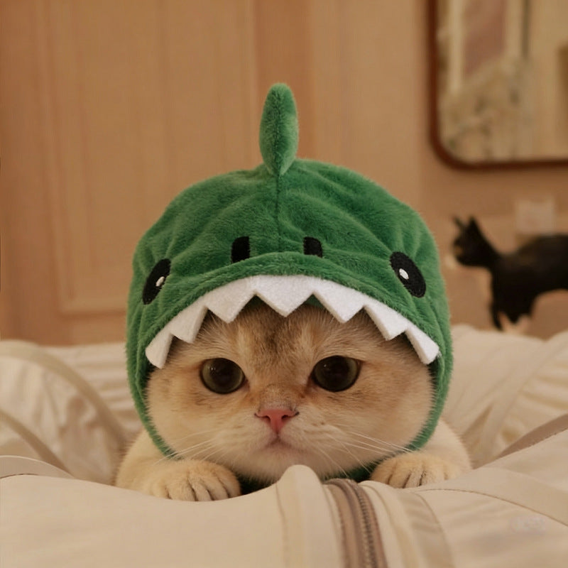 Chapeau chaud à capuche de chat dinosaure