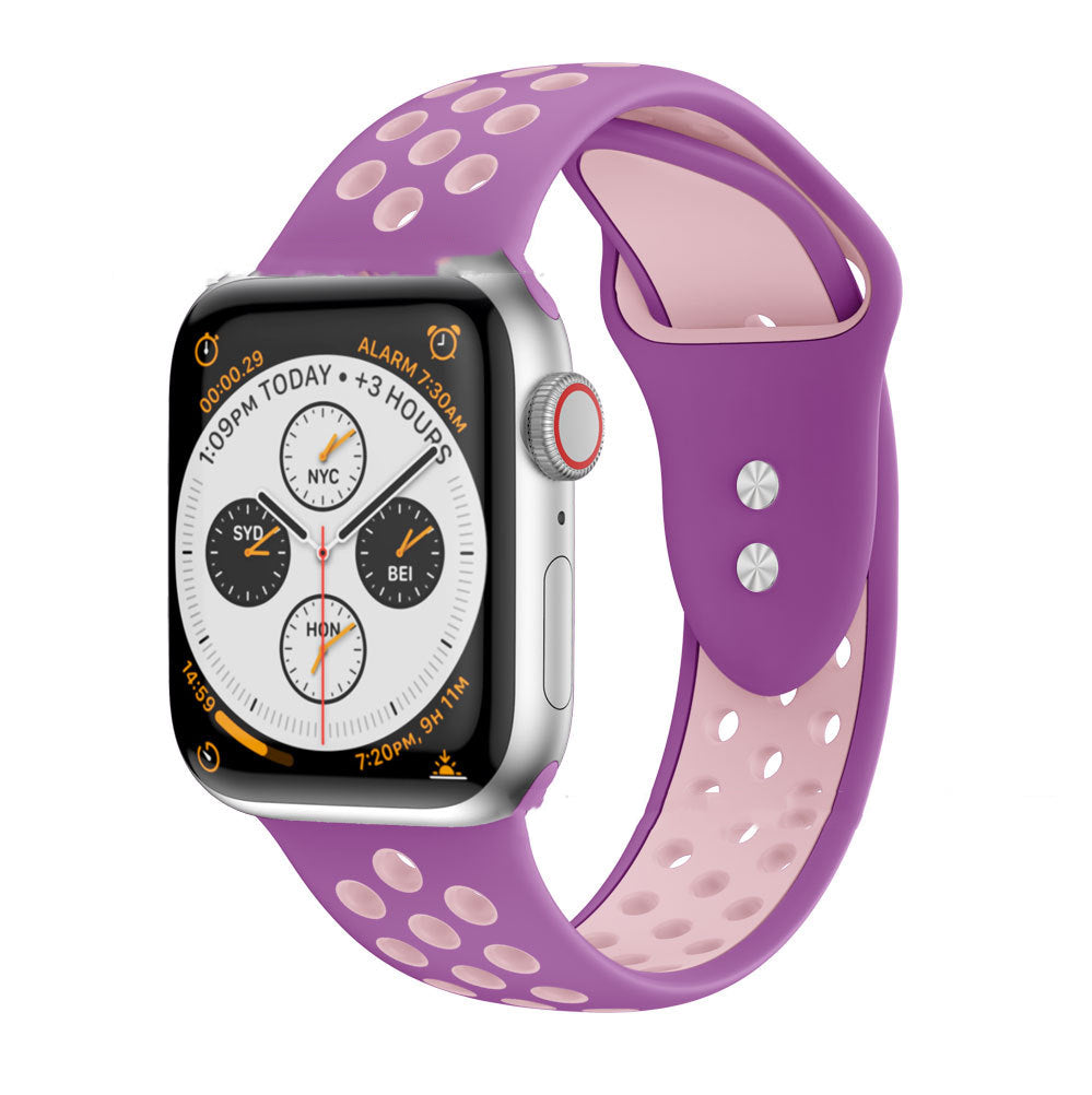 Two Tone Double Nails Trou rond Silicone Strap Sport Style