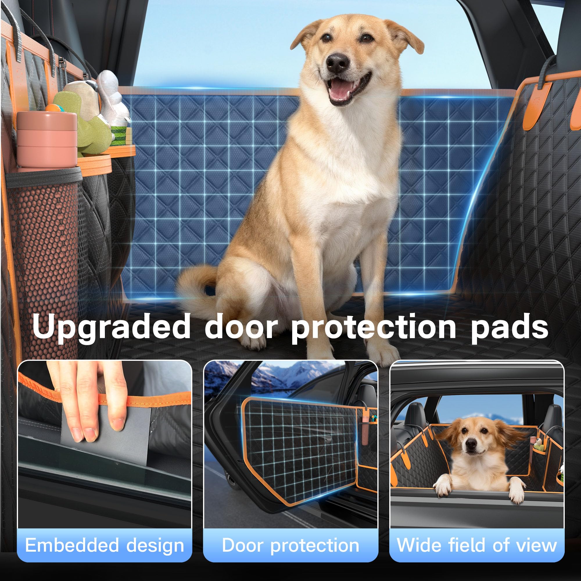 Housse de siège voiture pour chien avec fond rigide, imperméable