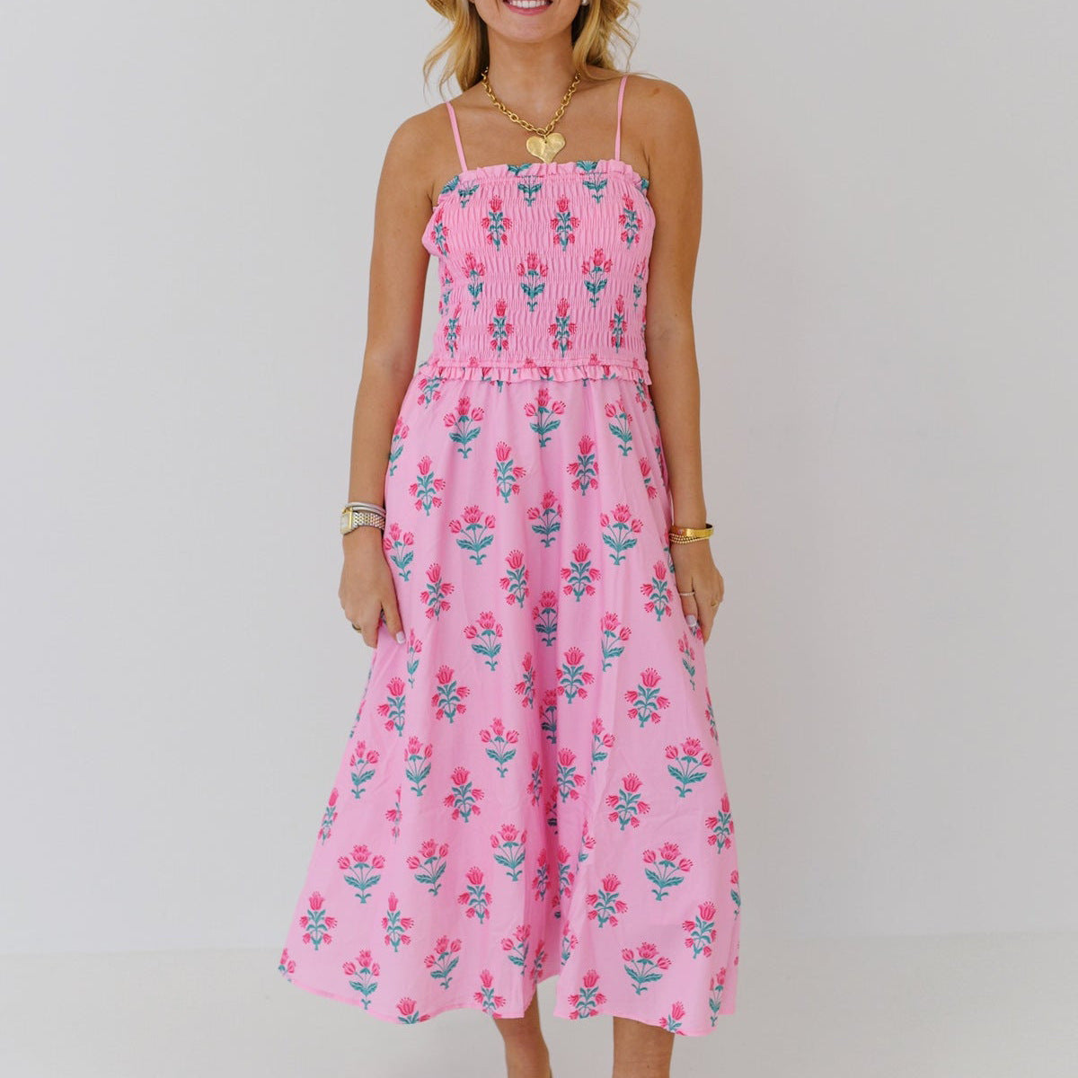 Robe casuale en strap à imprimé floral pour femmes