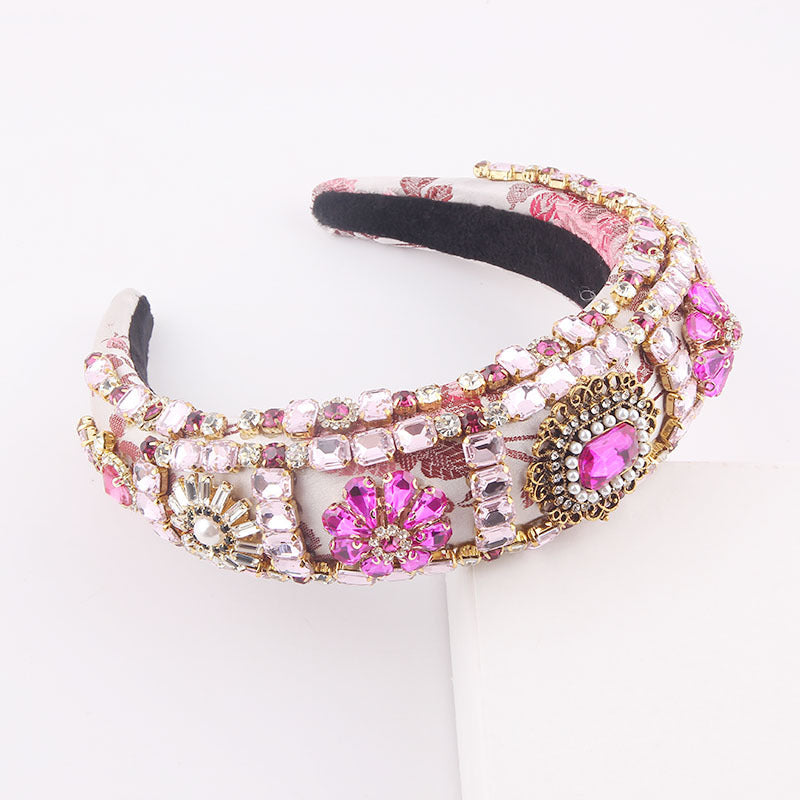 Imitation Pearl Retro Bandeau Floral Tissu tissé