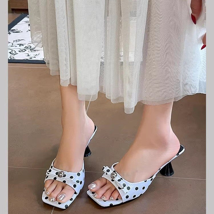 Summer Polka Dot Bow Pumps Robe de mode en plein air Versatile Confortable Sweet Wome