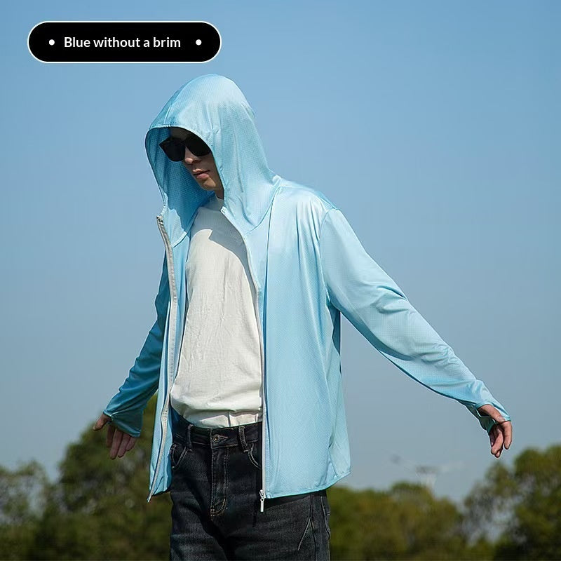 Ice Silk Sun Protective Top Mens Veste avec une preuve UV brim et respirant