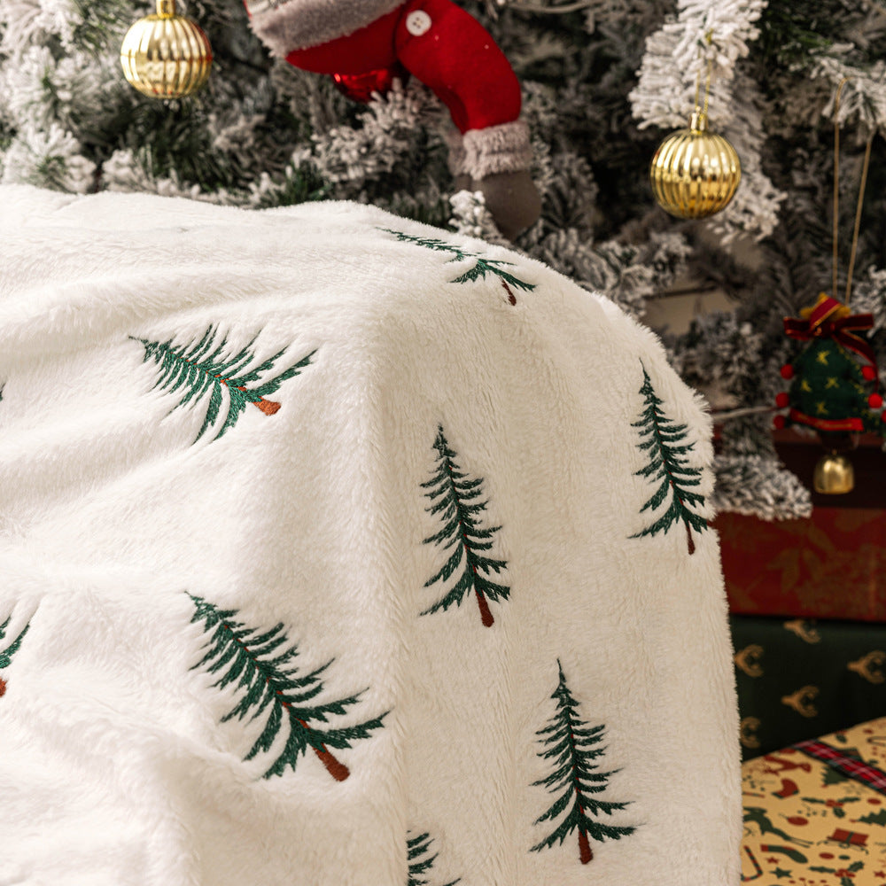 En peluche de Noël Canapé Blanket Broderie Arbre de Noël Jeter Salon Canapé Décoration