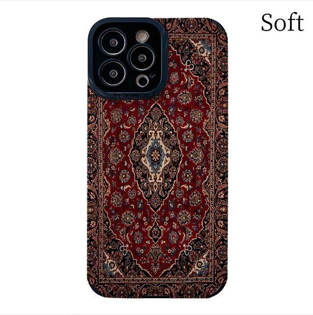 Modèle de tapis persan Etui téléphonique en peau d'agneau