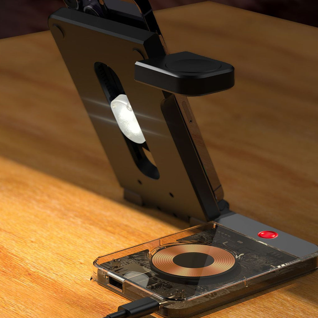Bureau magnétique Support de recharge sans fil pliable à trois en un