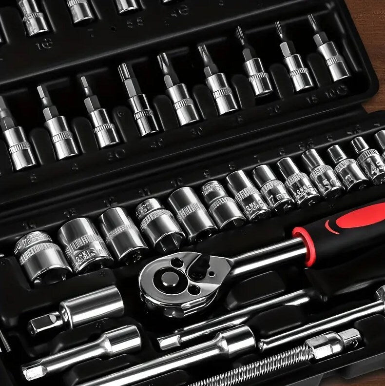 46Pcs métrique Socket 1 4 HSS Drive Ratchet Bit Set clé Torx Hex Tool Kit Case