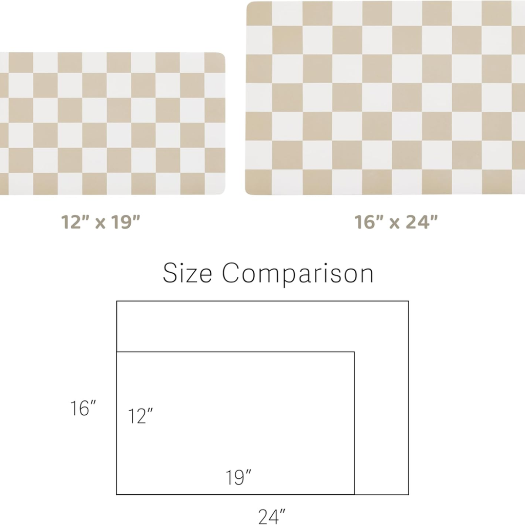Absorbent pet bowl mat, retro beige checkerboard pattern