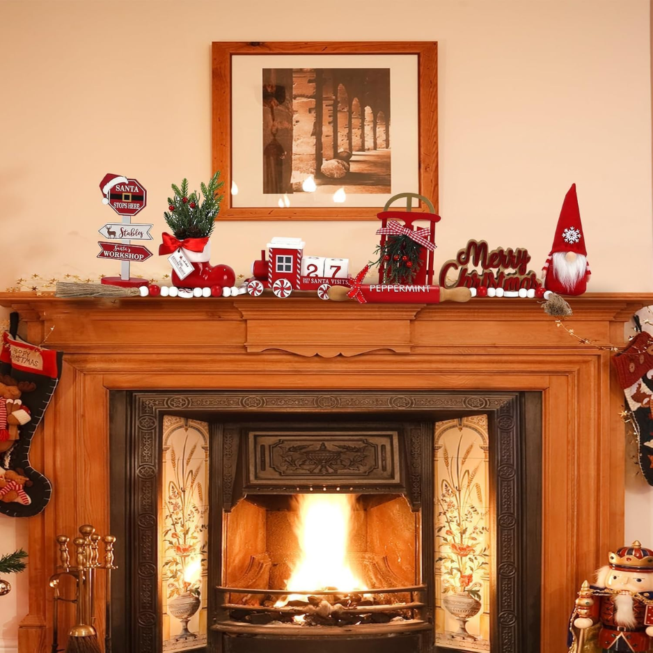 Décorations de Noël pour le bureau à domicile 8 PCS Set de décor à niveaux