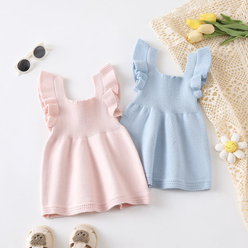 Robe de selle à cordes de filles à manches volantes