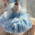 Robe d'anniversaire en trois dimensions bleue pour les petites filles