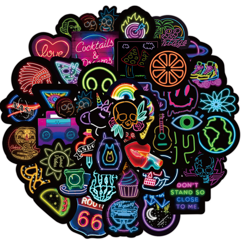 Stickers 50 Neon Graffiti Waterproof Decorative Stickers