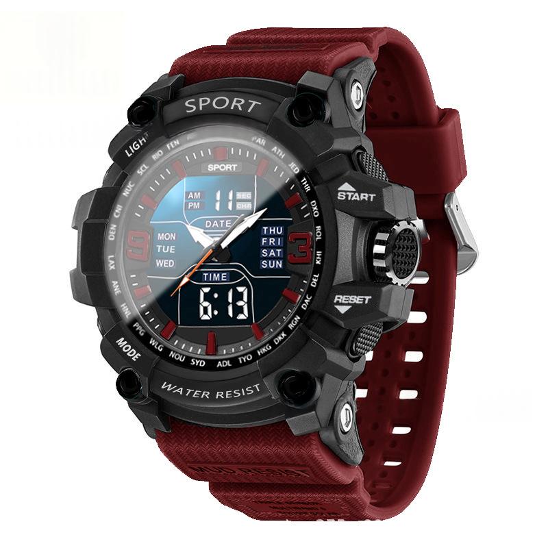 Hommes Tactical Sports Montre électronique imperméable Lumineux et multifonctionnel