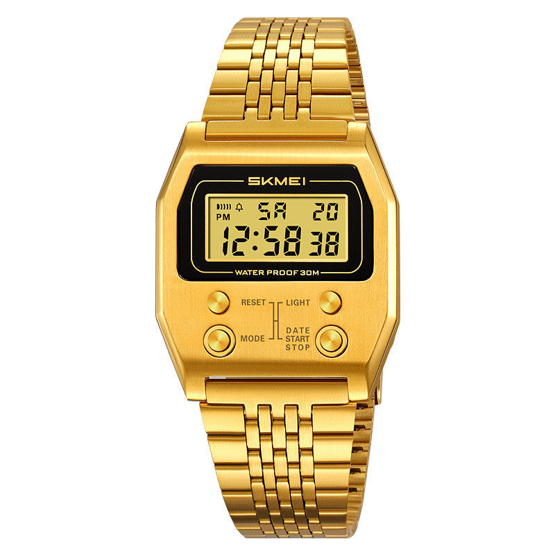 Rétro Digital Minimalist Trendy Waterproof Mens Watch Montre numérique multifonction pour hommes