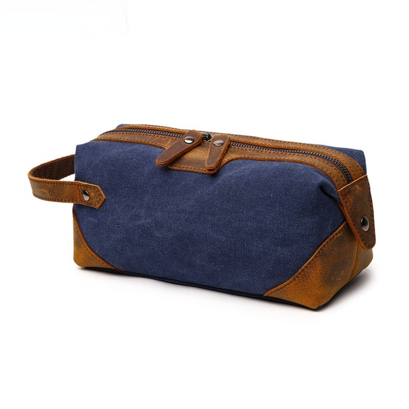 Toile et Crazy Horse Cuir Durable Sac de toilette portable