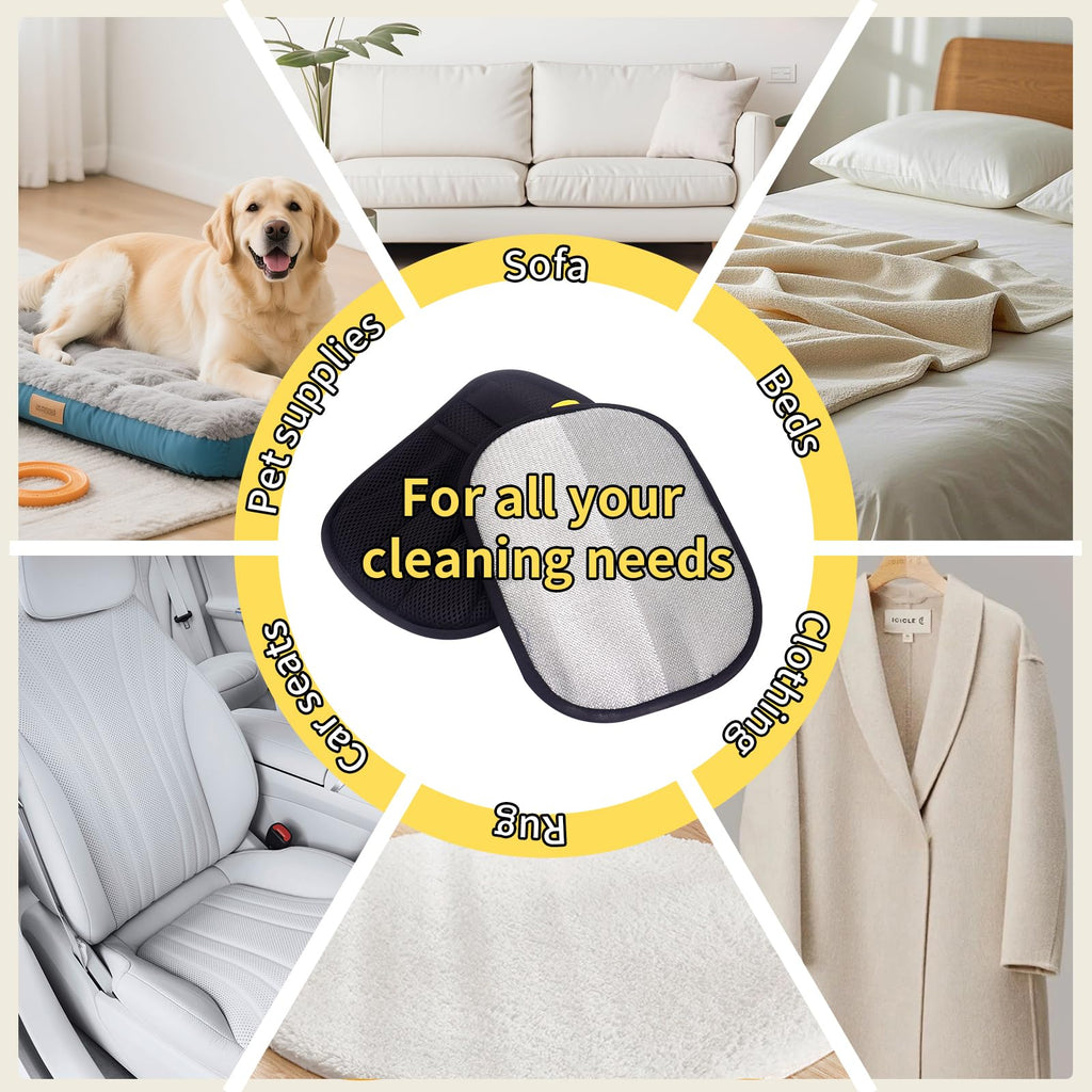 Gants d'enlèvement de cheveux pour animaux de compagnie améliorés avec poignet élastique Snug - Electrostatique Reusa cinq doigts