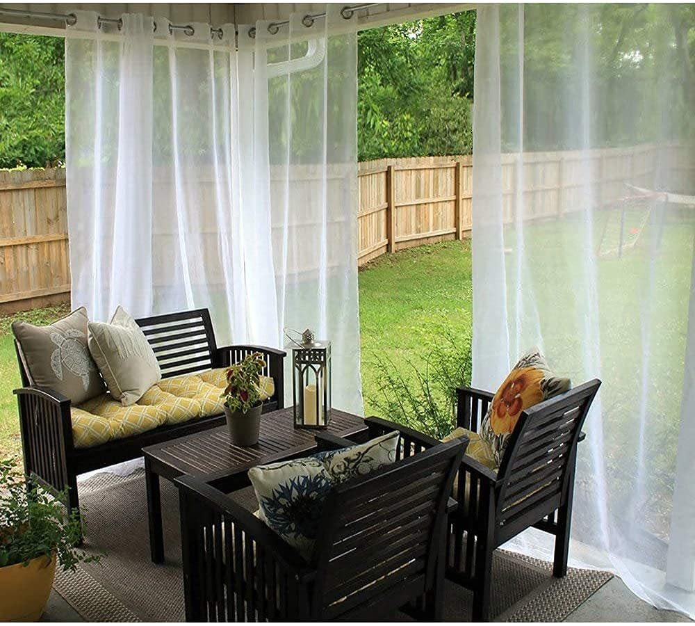 Rideau d'ombrage extérieur Rideau de porte étanche Pavillon Balcon Blanc Mesh Rideaux Terra
