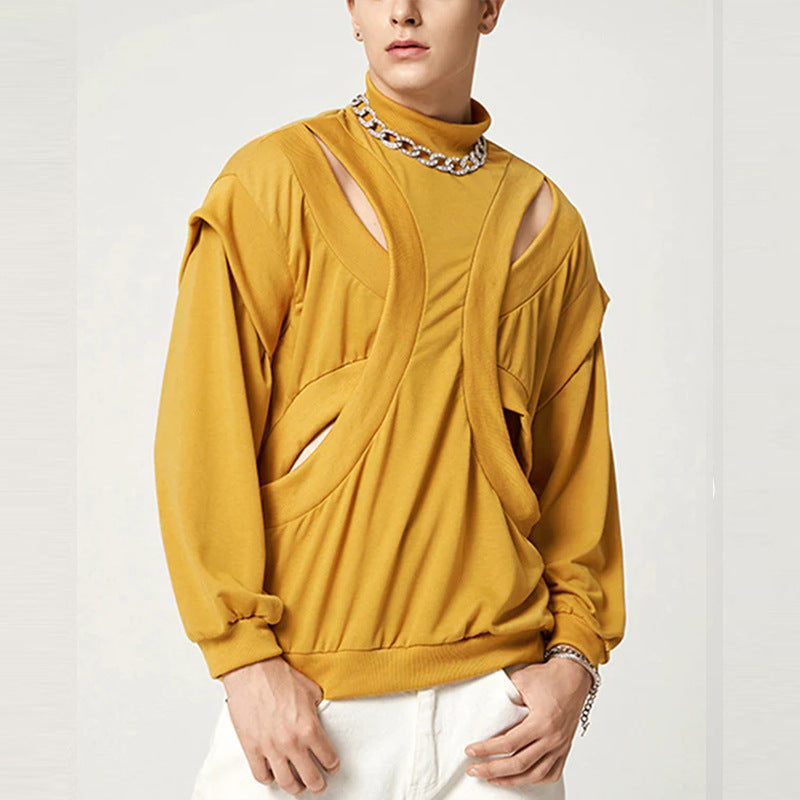 T-Shirt manches longues hommes avec épaule à goutte et sweater de collier debout
