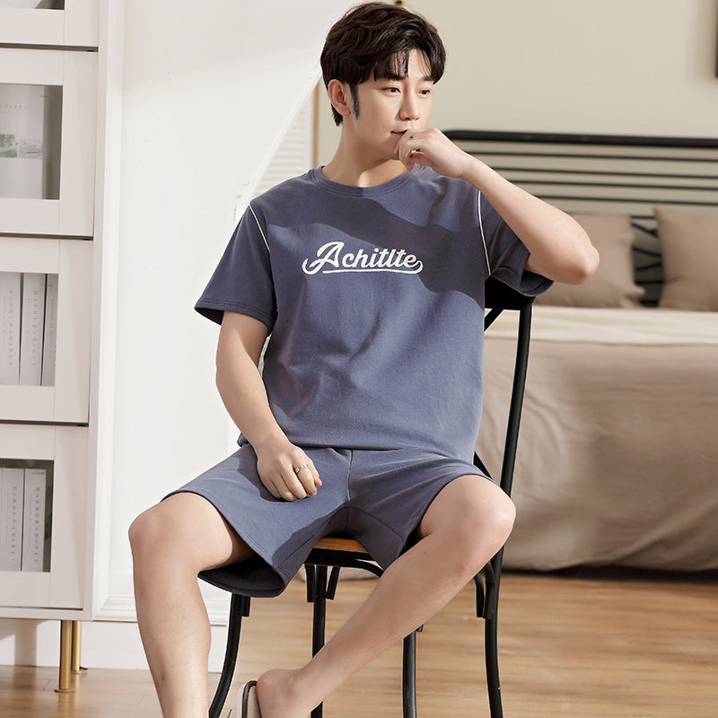 Pyjama pour homme Short à manches courtes Pull en coton tricoté