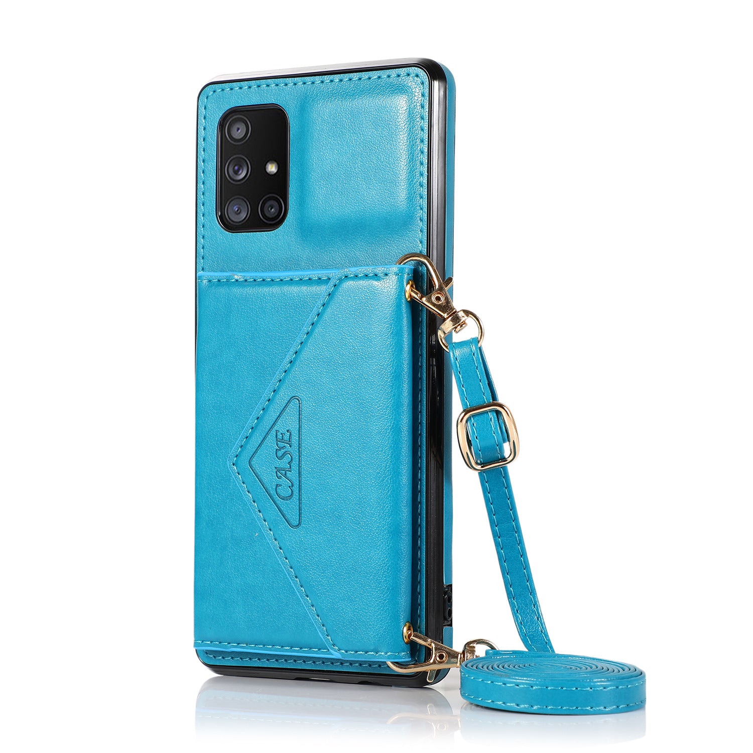 Slope Triangle au-dessus d'une épaule Téléphone portable Multi-fonctions Cover Wallet Card Cas en cuir
