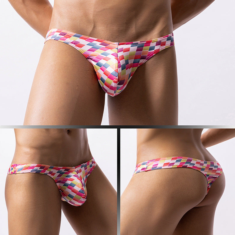 Sexy Low Waist Cartoon Homme Imprimé U Convex Moisture Wicking T-back