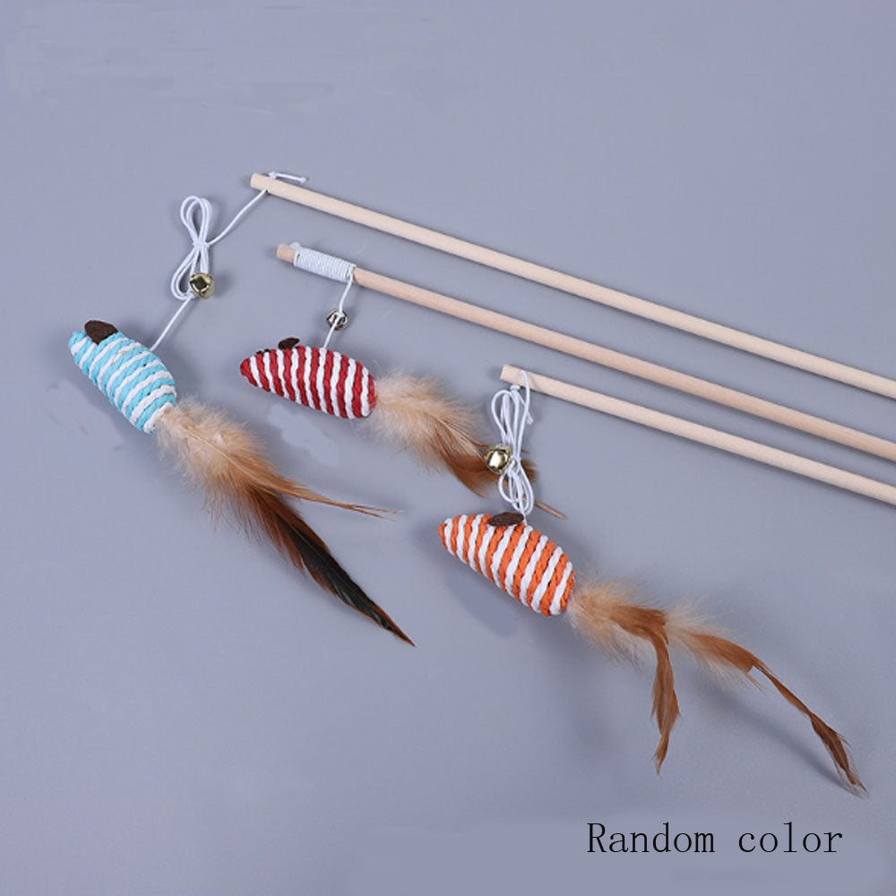 Pôle en bois Funny Cat Stick Toy d'origine bois fait main