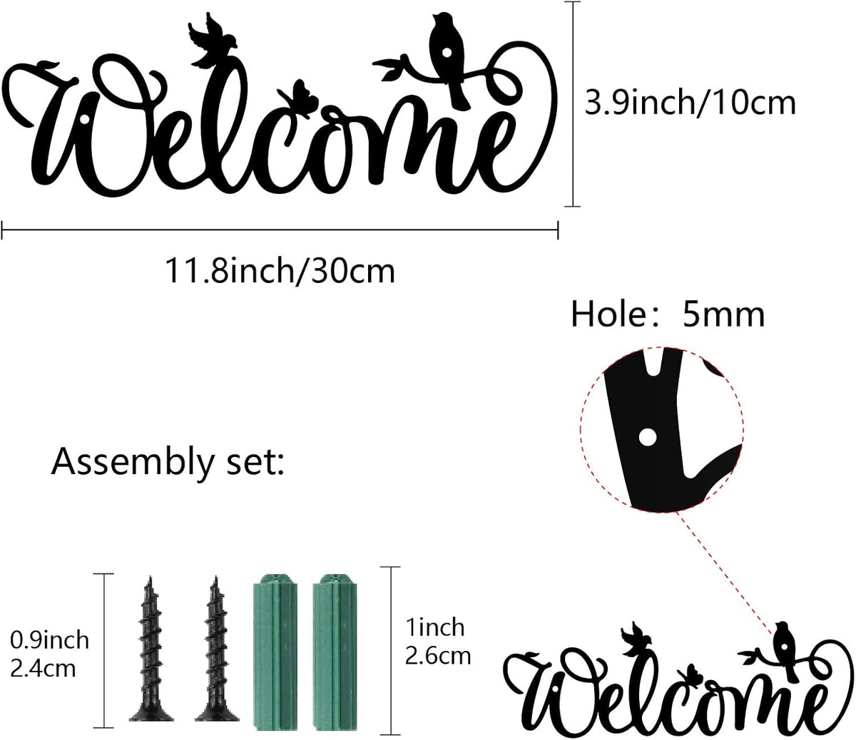 Decor mural de bienvenue 12x4 pouces