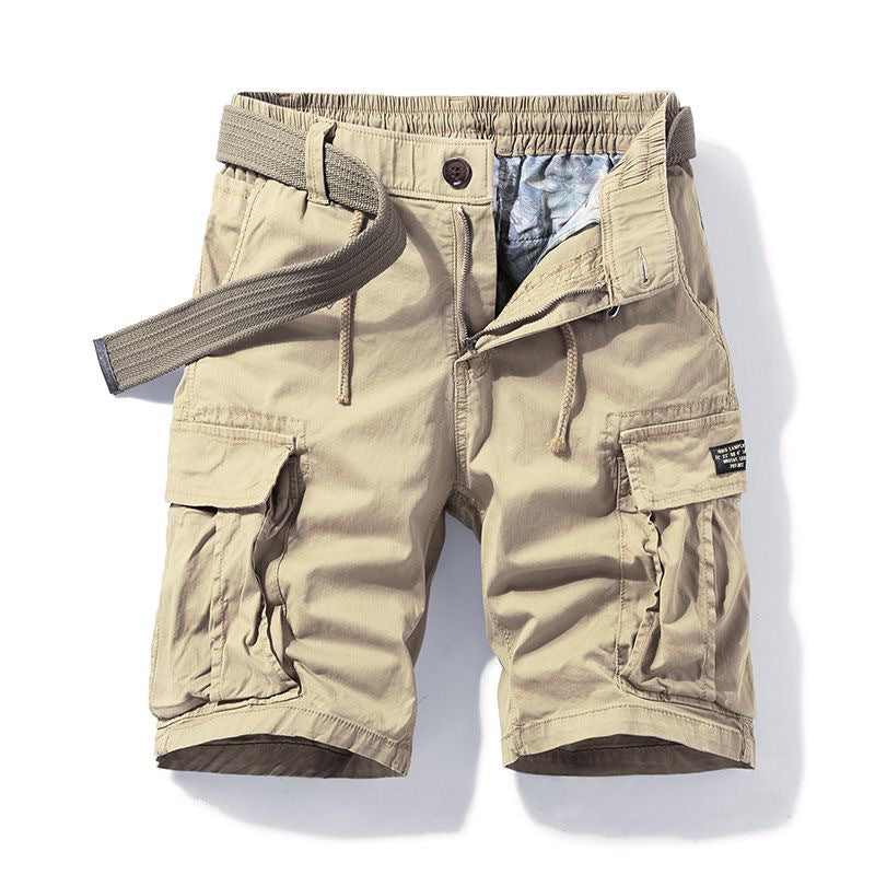 Army Green Cargo Shorts Homme d'été de style japonais Cityboy lourd pantalons occasionnels droite Vi