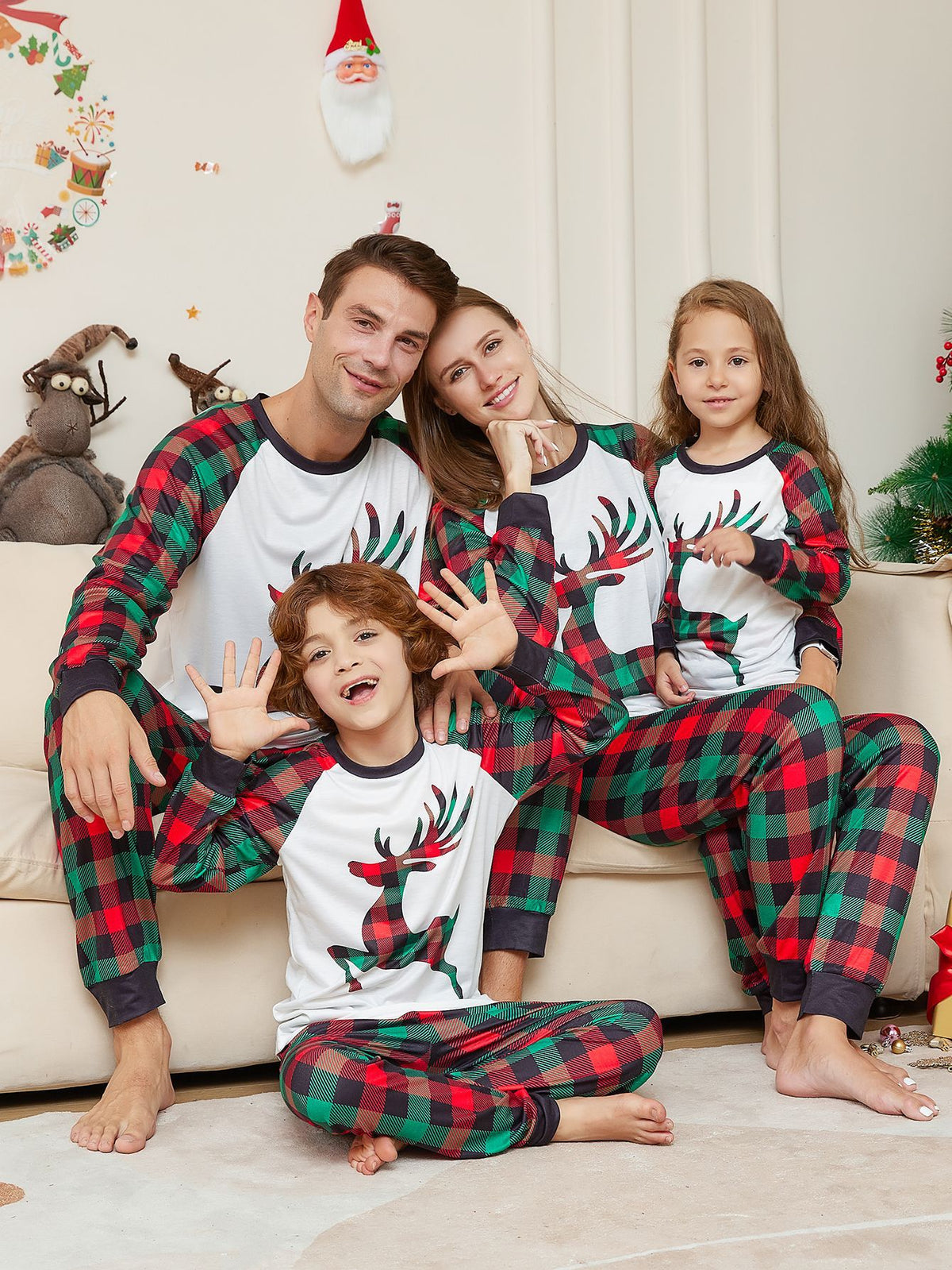 Ensemble de pyjamas imprimés en walk plaid de Noël