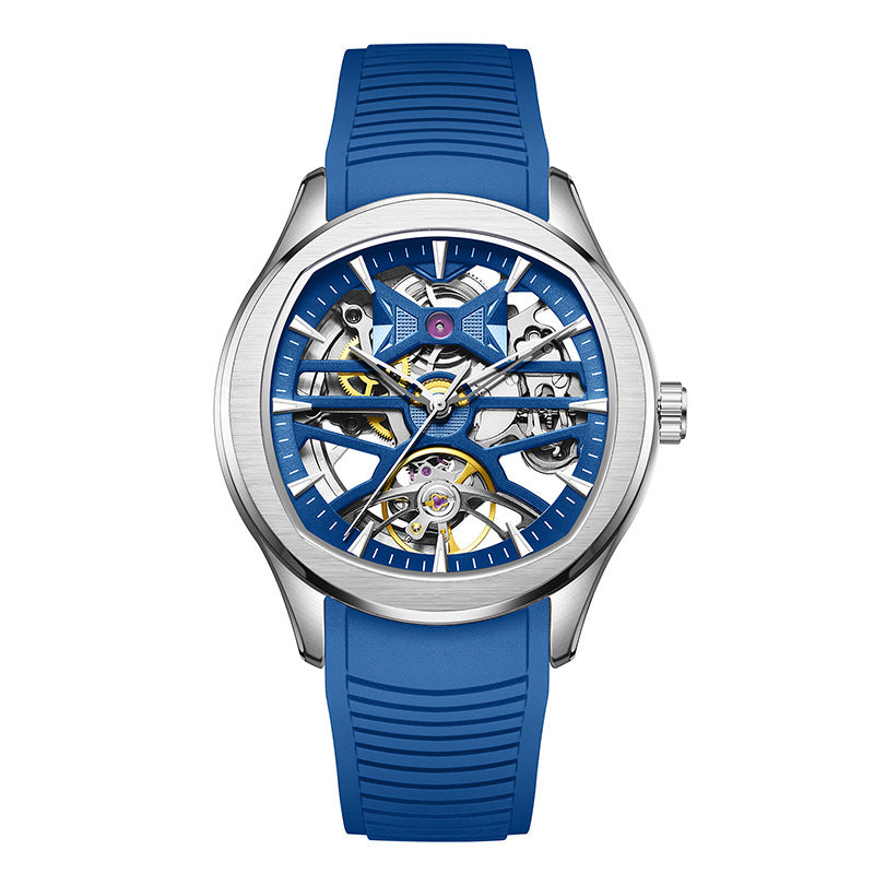 Montre homme avec un cadran mécanique transparent