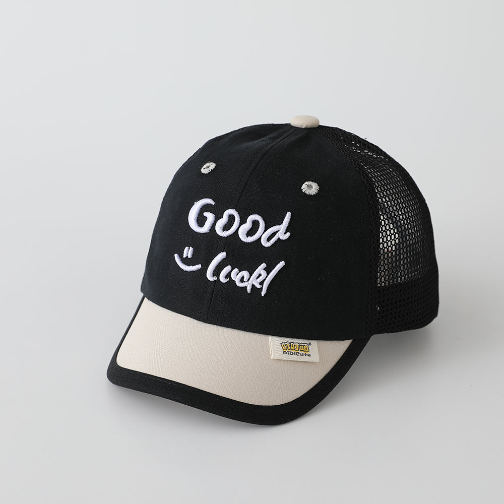 Casquette de baseball respirant en maille multicolore pour enfants avec broderie anglaise amusante