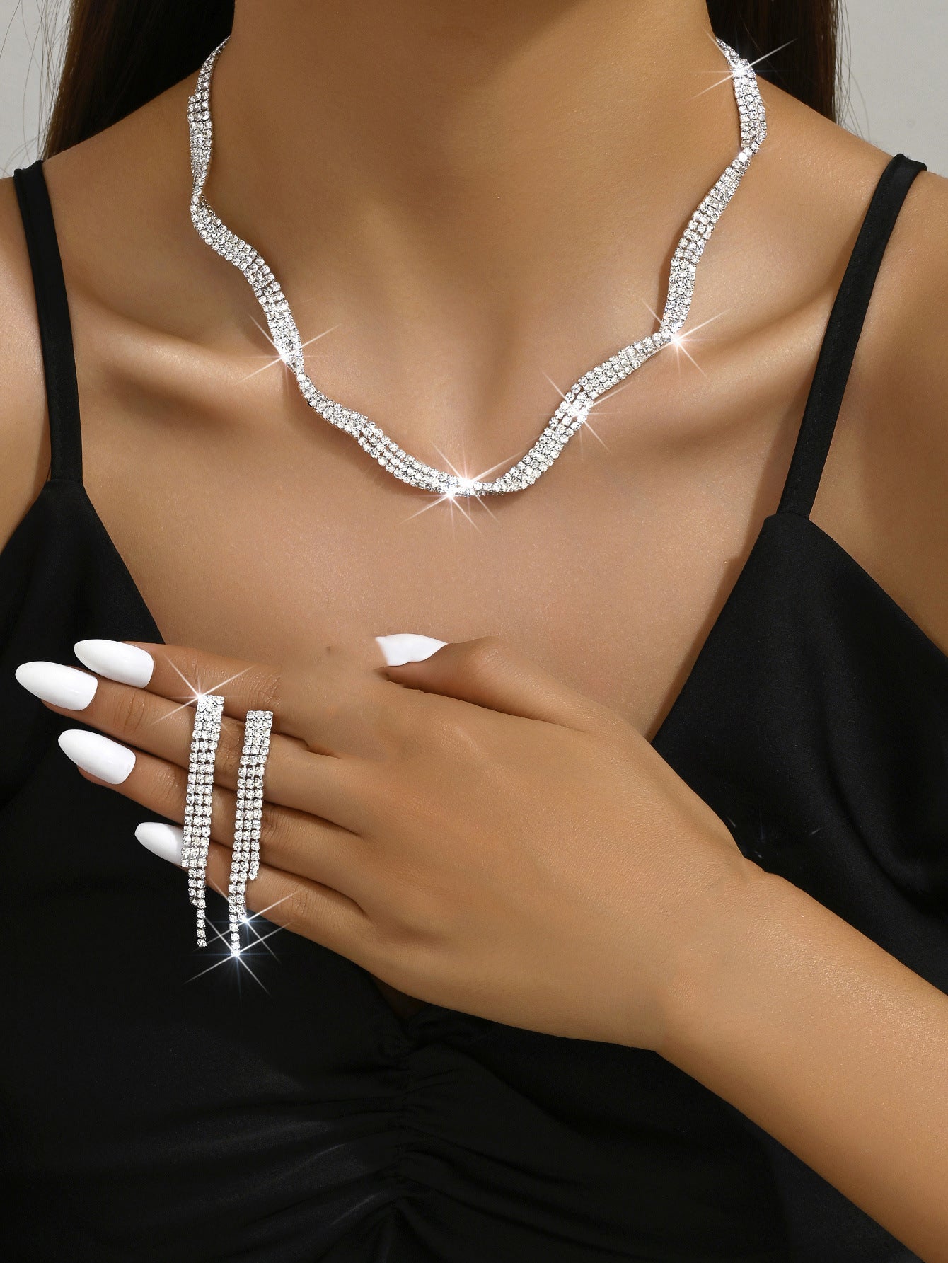Design créatif personnalisé Collier tressé en strass argenté
