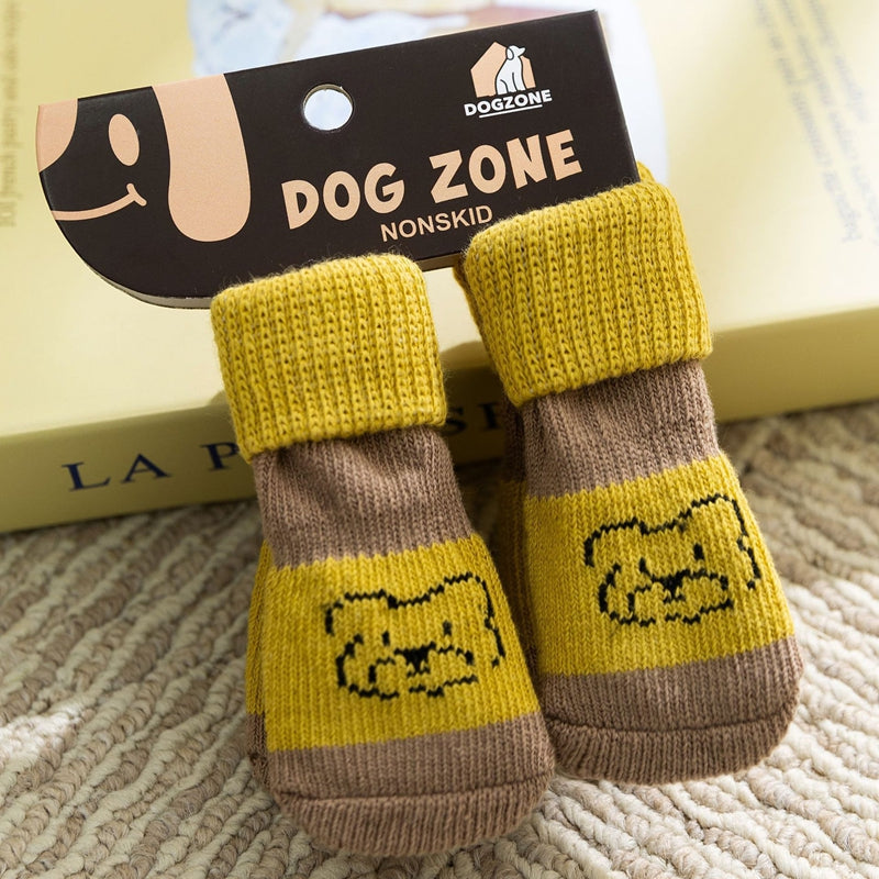 Chaussettes pour animaux, tubes longs, chaussettes antidérapantes et antidérapantes pour chiens, quatre paires, chaussures de chien