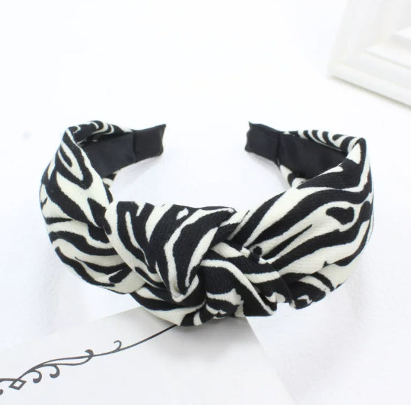 Chanel-style noir et blanc Contraste Leopard-print Tête de bande et tissu cheveux Cli