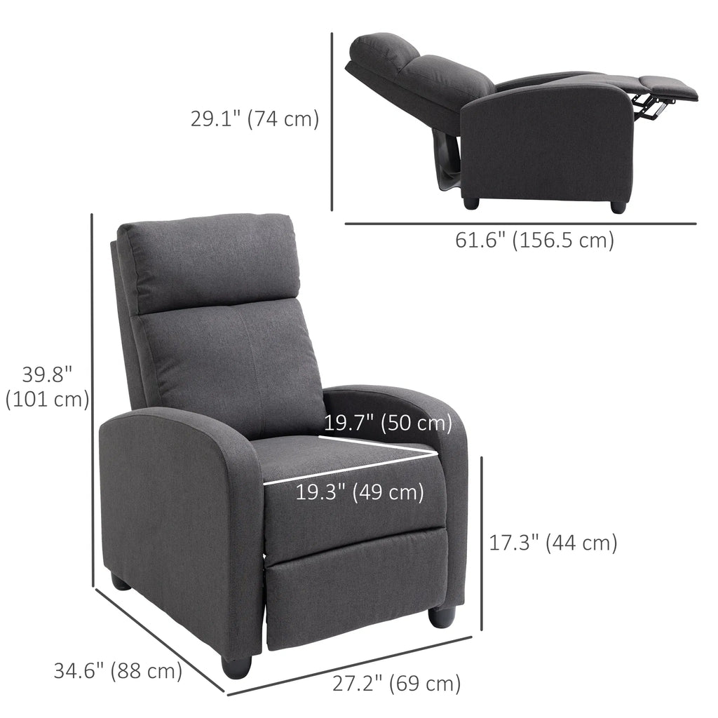 Fauteuil inclinateur en tissu Manuel Accueil Théâtre Siège Canapé inclinable simple chaise avec rembourré