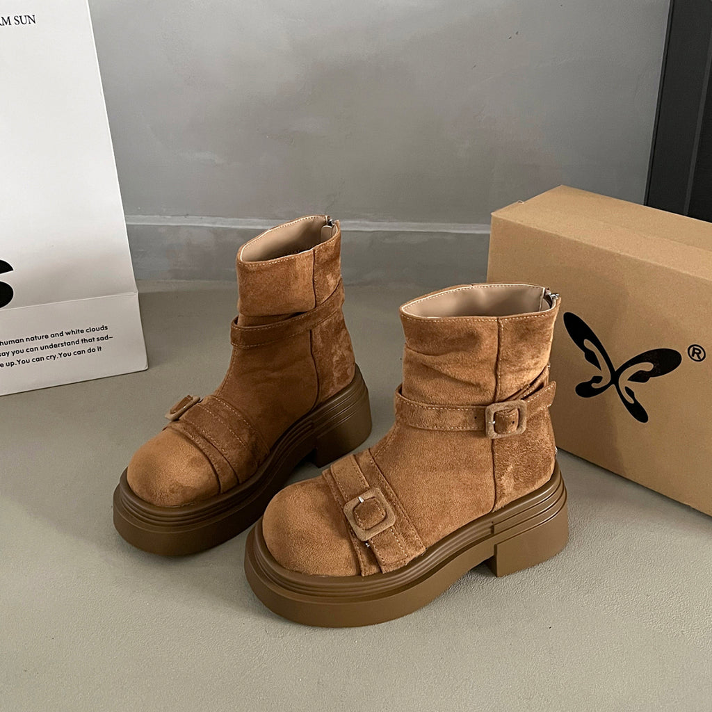 Femmes Hauteur de la plate-forme Augmenter British Style Martin Bottes Arrivée Trendy Vintage Wester