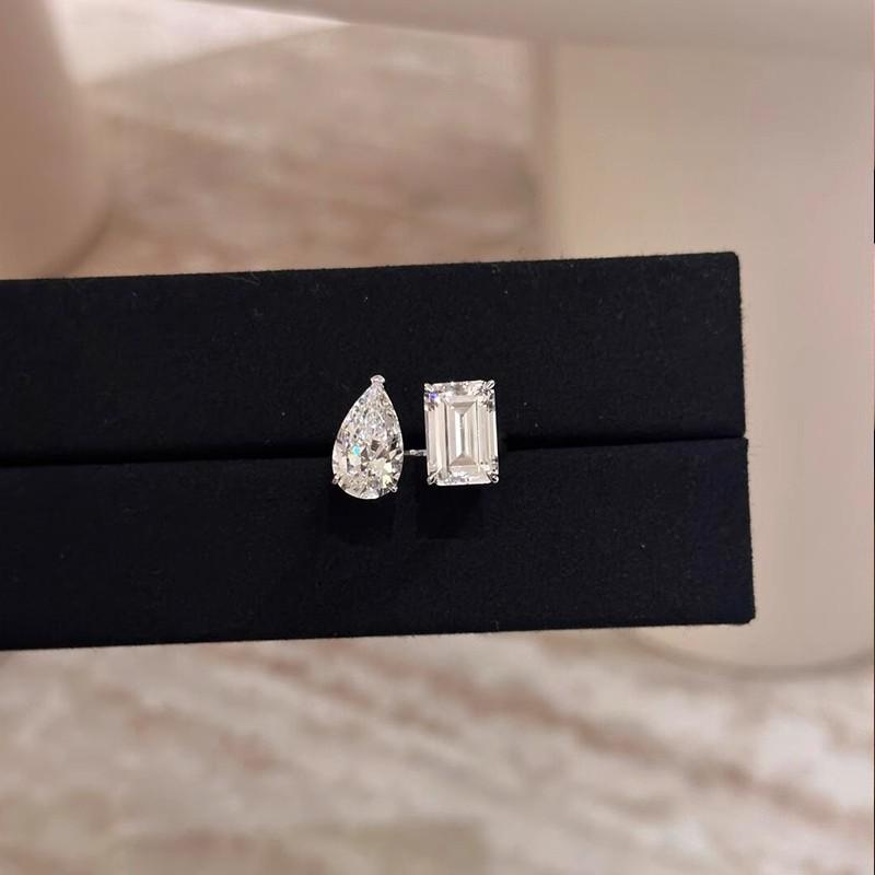 Luxury abordable Teardrop Sugar Cube Boucle ouverte bague diamant