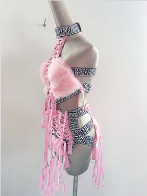 Femelle Singer Hair Strap Hollow Une pièce