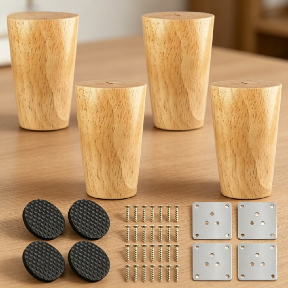 4 pieds de meubles en bois avec 28 vis